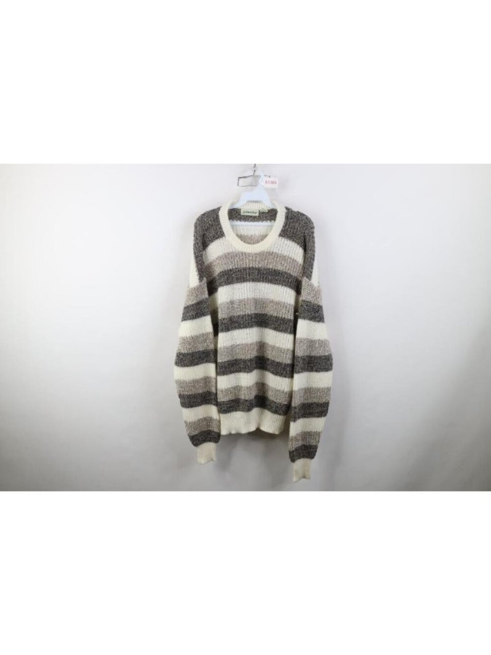 Vtg 90s Streetwear Mens XL Earth Tone Striped Color Block Ribbed Knit Sweater